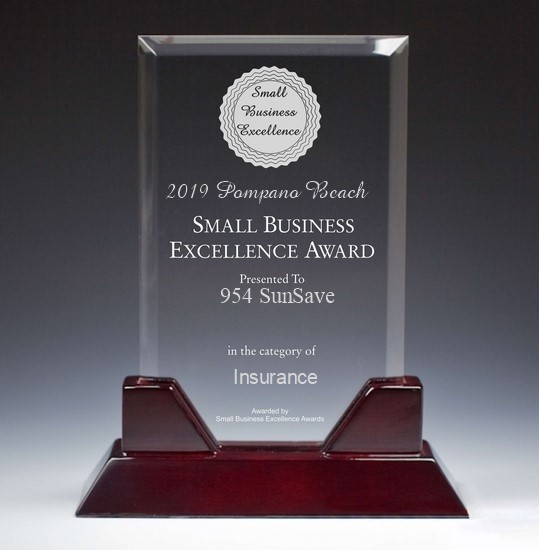 954 Sunsave 2019 Pompano award plaque