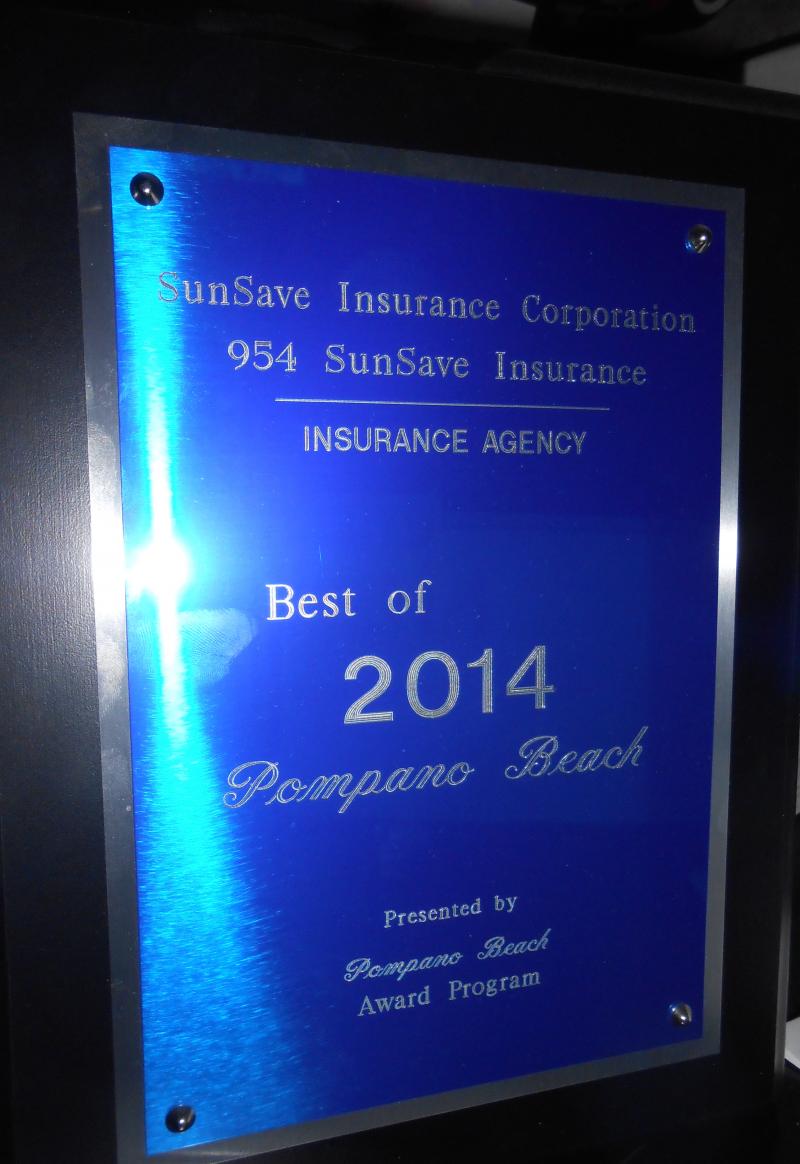 954 Sunsave 2018 Pompano award plaque